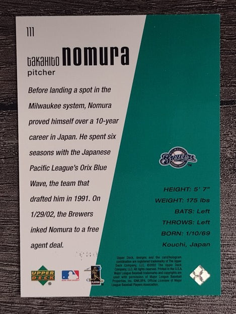 2002 Upper Deck Diamond Connection #111 Takahito Nomura DC RC