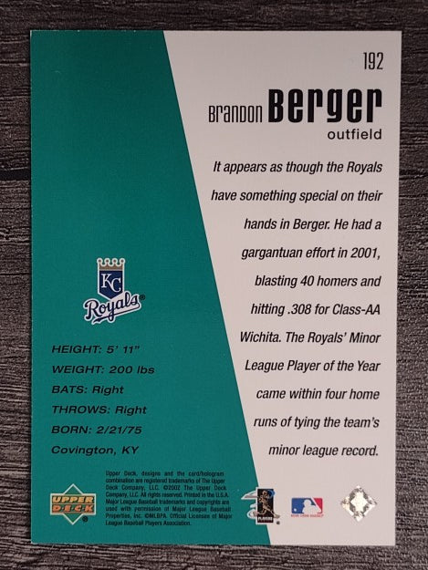 2002 Upper Deck Diamond Connection #192 Brandon Berger DC