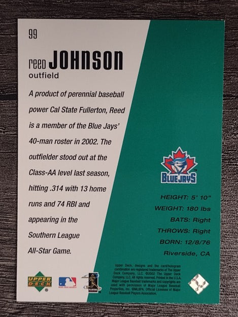 2002 Upper Deck Diamond Connection #99 Reed Johnson DC RC