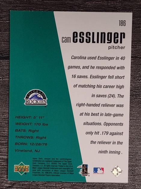 2002 Upper Deck Diamond Connection #186 Cam Esslinger DC RC