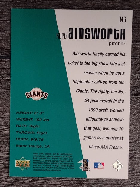 2002 Upper Deck Diamond Connection #146 Kurt Ainsworth DC
