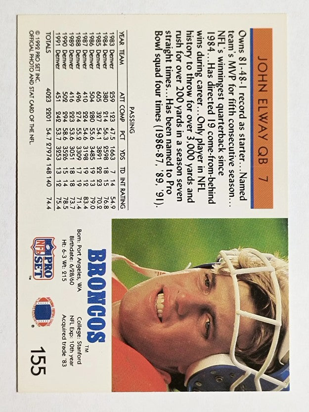 1992 Pro Set #155 John Elway