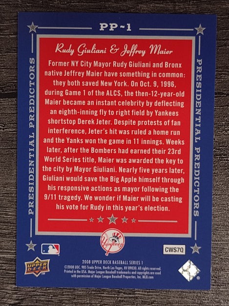 2008 Upper Deck Presidential Predictors #PP1 Rudy Giuliani