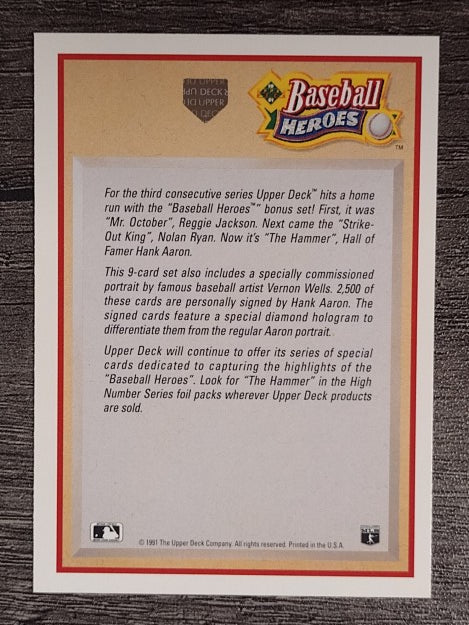 1991 Upper Deck Aaron Heroes #NNO Hank Aaron Header SP