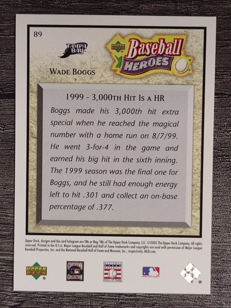2005 Upper Deck Baseball Heroes #89 Wade Boggs Rays