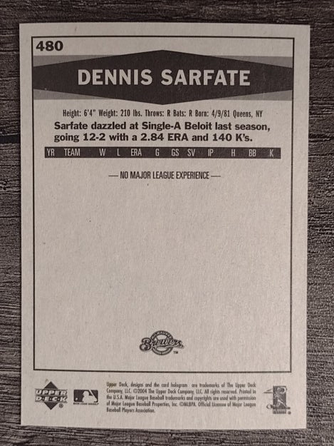 2004 Upper Deck Vintage #480 Dennis Sarfate RC (EXMT)