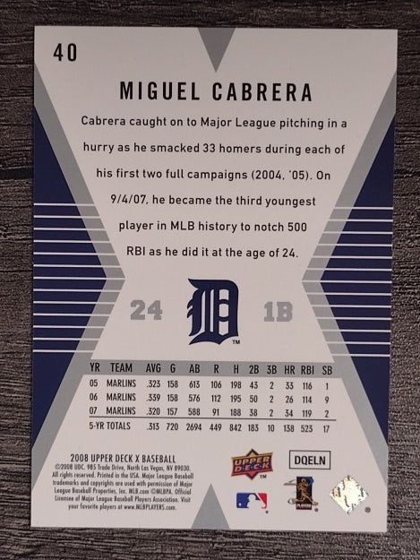 2008 Upper Deck X #40 Miguel Cabrera