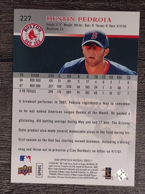 2008 Upper Deck #227 Dustin Pedroia