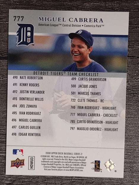 2008 Upper Deck #777 Miguel Cabrera CL