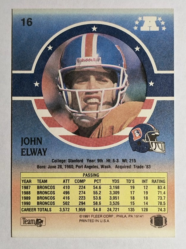 1991 Fleer Stars and Stripes #16 John Elway