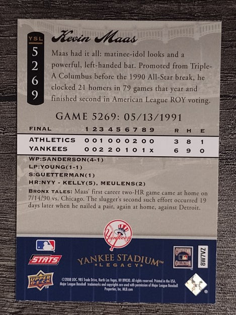 2008 Upper Deck Yankee Stadium Legacy Collection #5269 Kevin Maas