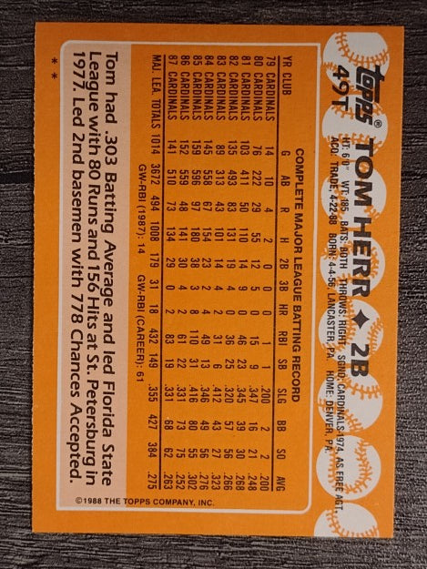 1988 Topps Traded #49T Tom Herr