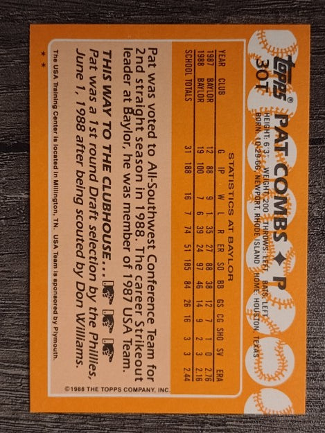 1988 Topps Traded #30T Pat Combs OLY XRC