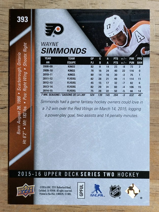 2015-16 Upper Deck #393 Wayne Simmonds