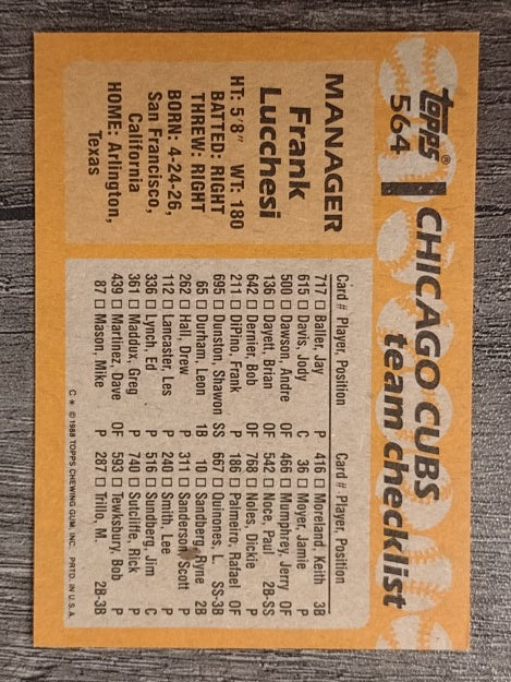 1988 Topps #564 Frank Lucchesi MG