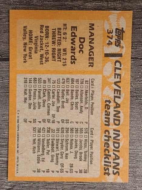 1988 Topps #374 Doc Edwards MG
