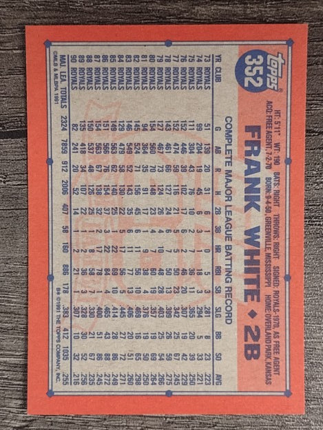 1991 Topps #352 Frank White