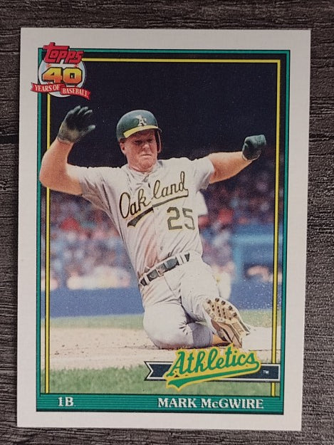1991 Topps #270 Mark McGwire COR/1987 Slugging Pctg. listed as .618
