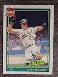 1991 Topps #270 Mark McGwire COR/1987 Slugging Pctg. listed as .618