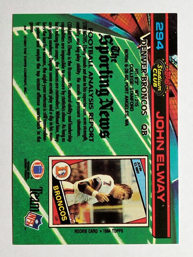 1991 Stadium Club #294 John Elway