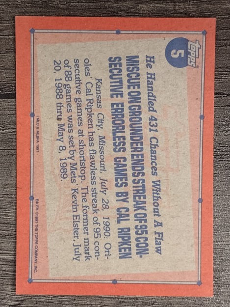 1991 Topps #5 Cal Ripken RB