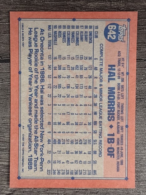 1991 Topps #642 Hal Morris