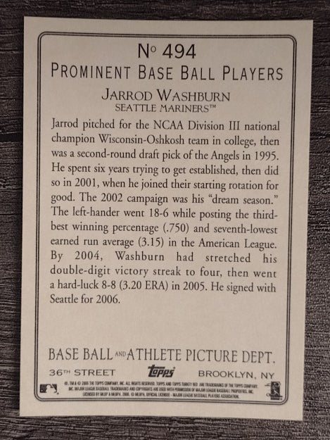 2006 Topps Turkey Red #494 Jarrod Washburn