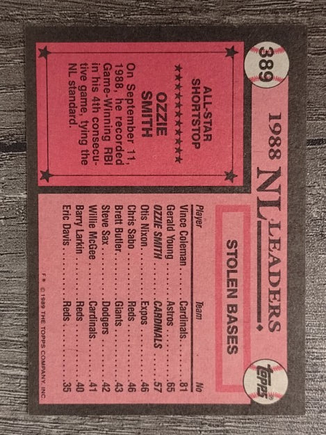 1989 Topps #389 Ozzie Smith AS