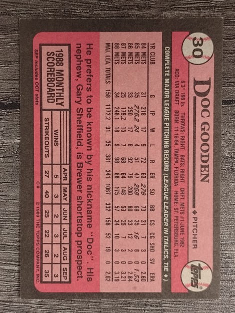 1989 Topps #30 Dwight Gooden