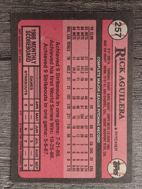 1989 Topps #257 Rick Aguilera