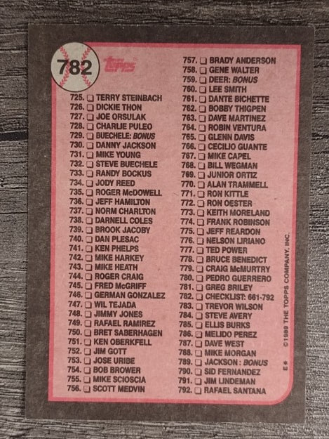 1989 Topps #782 Checklist 661-792