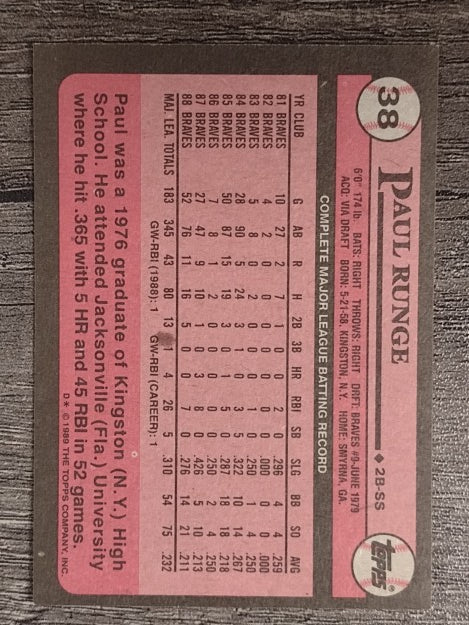 1989 Topps #38 Paul Runge