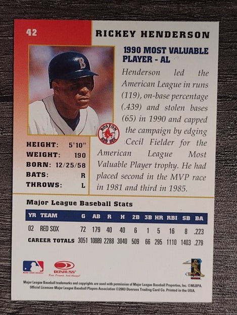 2003 Donruss Champions #42 Rickey Henderson