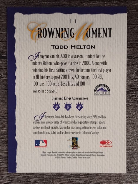 2002 Diamond Kings #11 Todd Helton