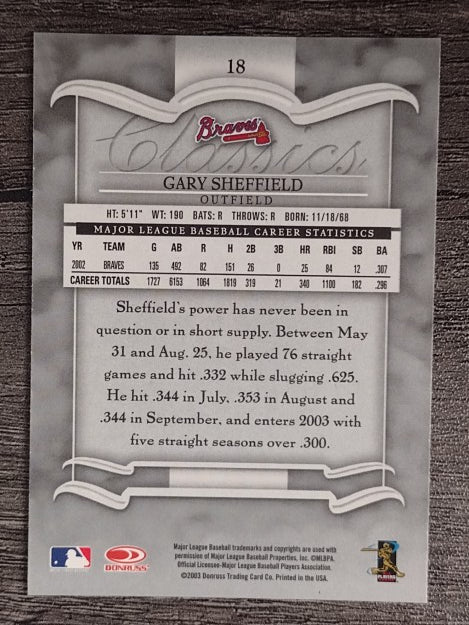 2003 Donruss Classics #18 Gary Sheffield