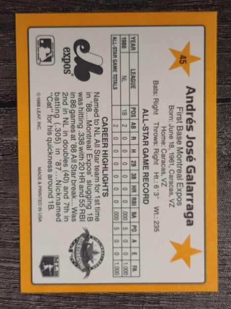 1989 Donruss All-Stars #45 Andres Galarraga