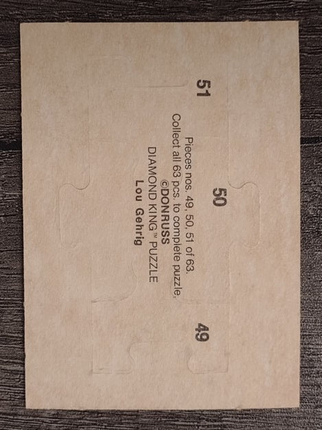 1985 Donruss Lou Gehrig Puzzle #49 Gehrig Puzzle 49-51