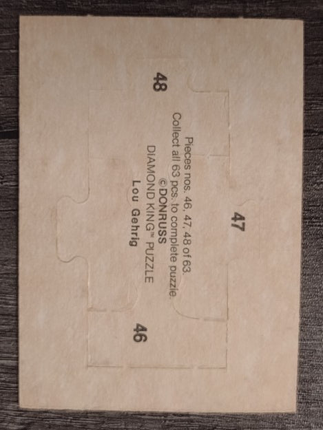 1985 Donruss Lou Gehrig Puzzle #46 Gehrig Puzzle 46-48