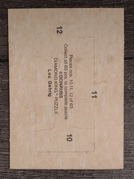1985 Donruss Lou Gehrig Puzzle #10 Gehrig Puzzle 10-12