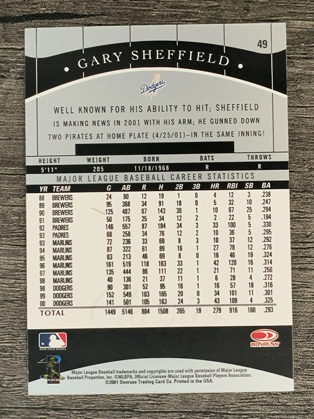 2001 Donruss Classics #49 Gary Sheffield