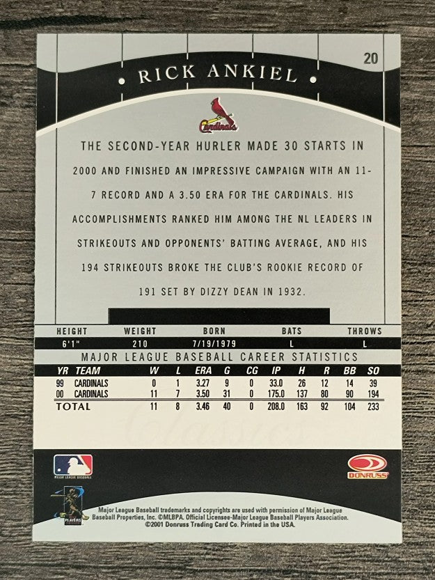 2001 Donruss Classics #20 Rick Ankiel