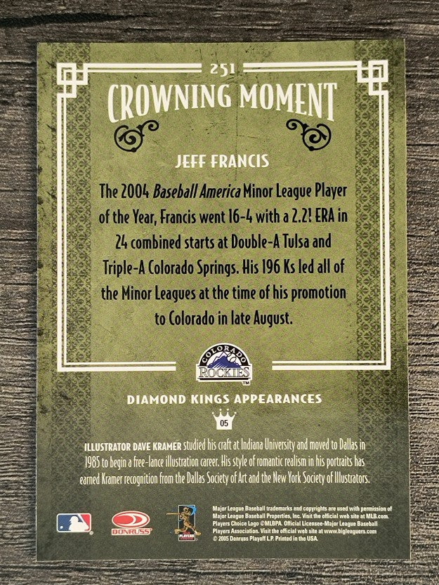 2005 Diamond Kings #251 Jeff Francis