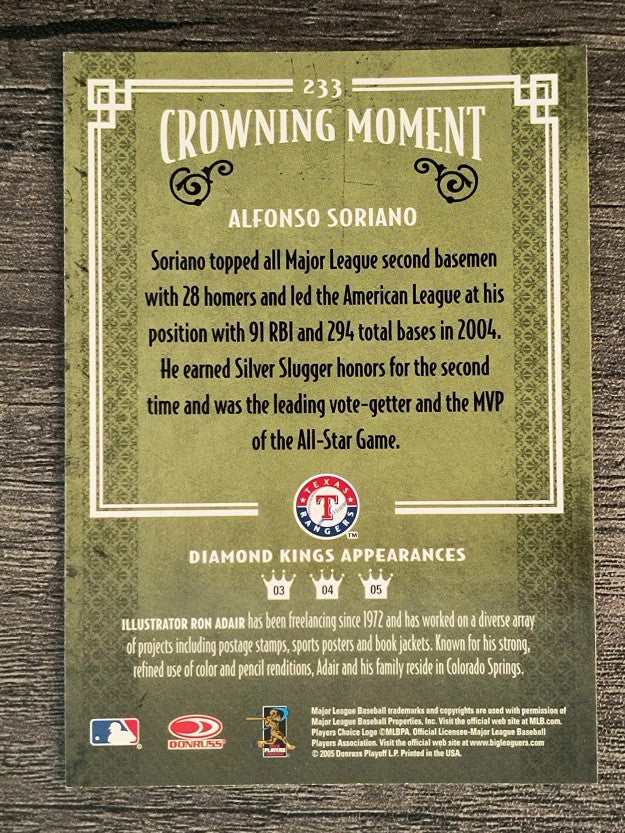2005 Diamond Kings #233 Alfonso Soriano Rgr