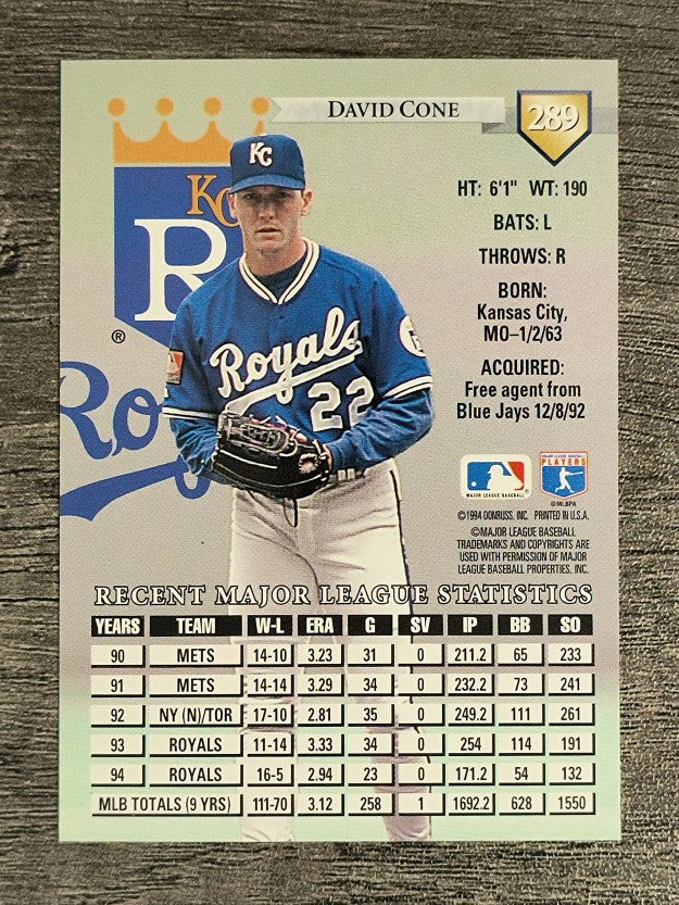 1995 Donruss #289 David Cone