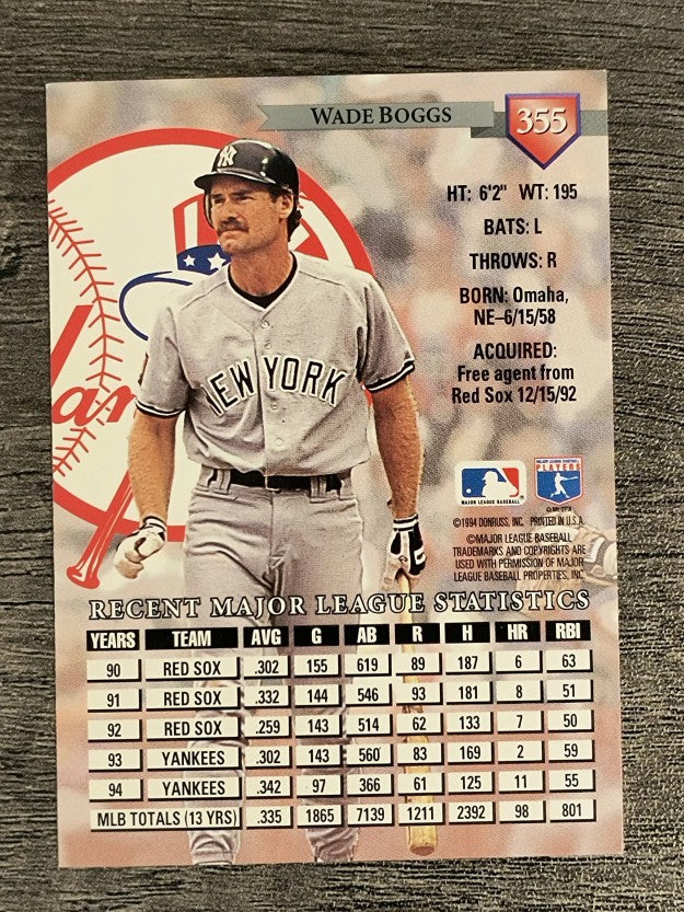 1995 Donruss #355 Wade Boggs