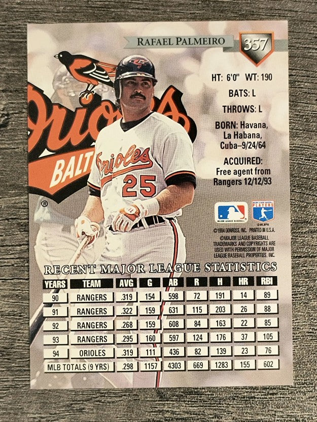 1995 Donruss #357 Rafael Palmeiro