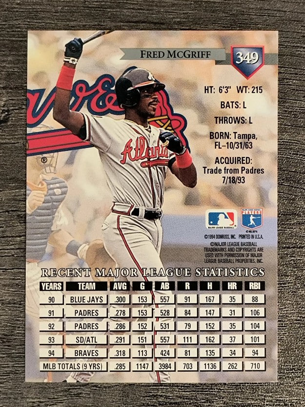1995 Donruss #349 Fred McGriff