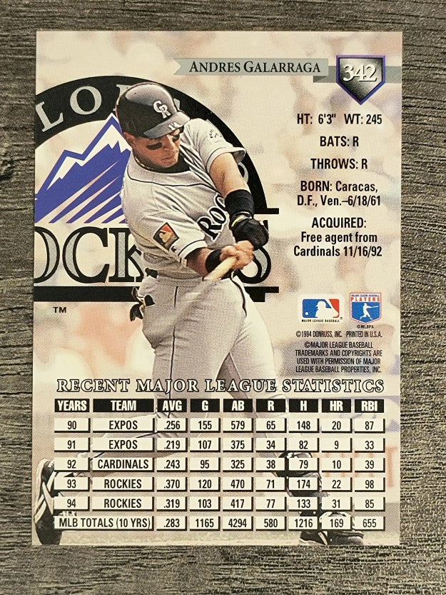 1995 Donruss #342 Andres Galarraga