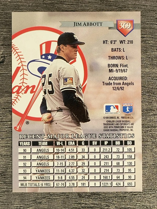 1995 Donruss #369 Jim Abbott