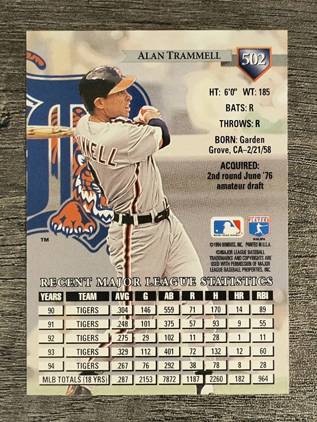 1995 Donruss #502 Alan Trammell